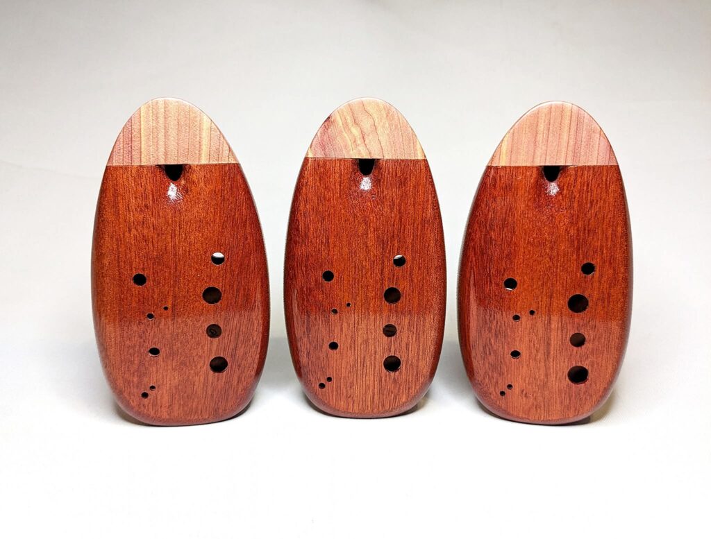 Alto G#4 Ocarina Set - Jatoba, Bloodwood, Aromatic Cedar - Front
