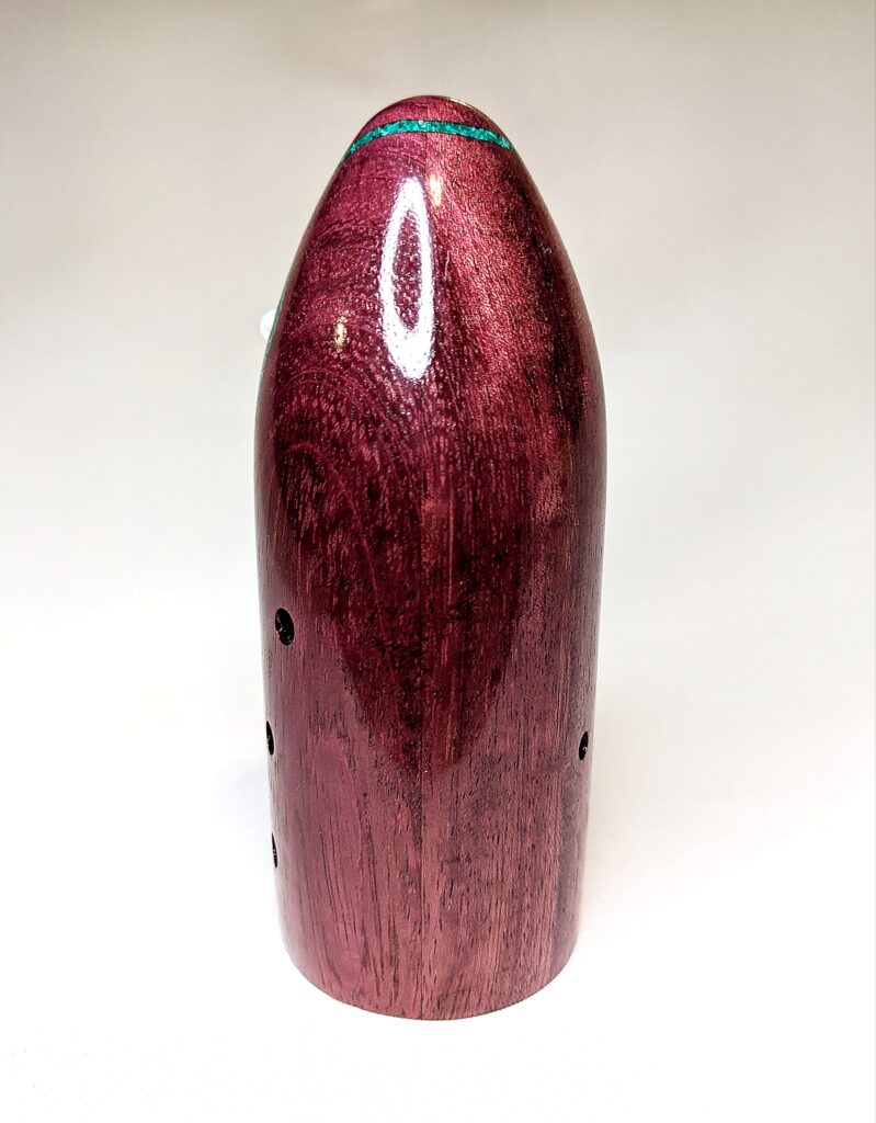 Wooden Bass Xun - Figured Purpleheart, Malachite, Akoya Pearl - Side