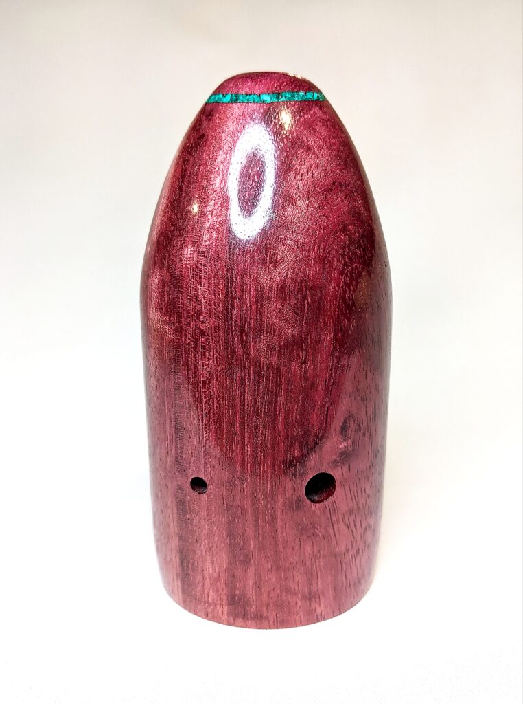 Wooden Bass Xun - Figured Purpleheart, Malachite, Akoya Pearl - Back
