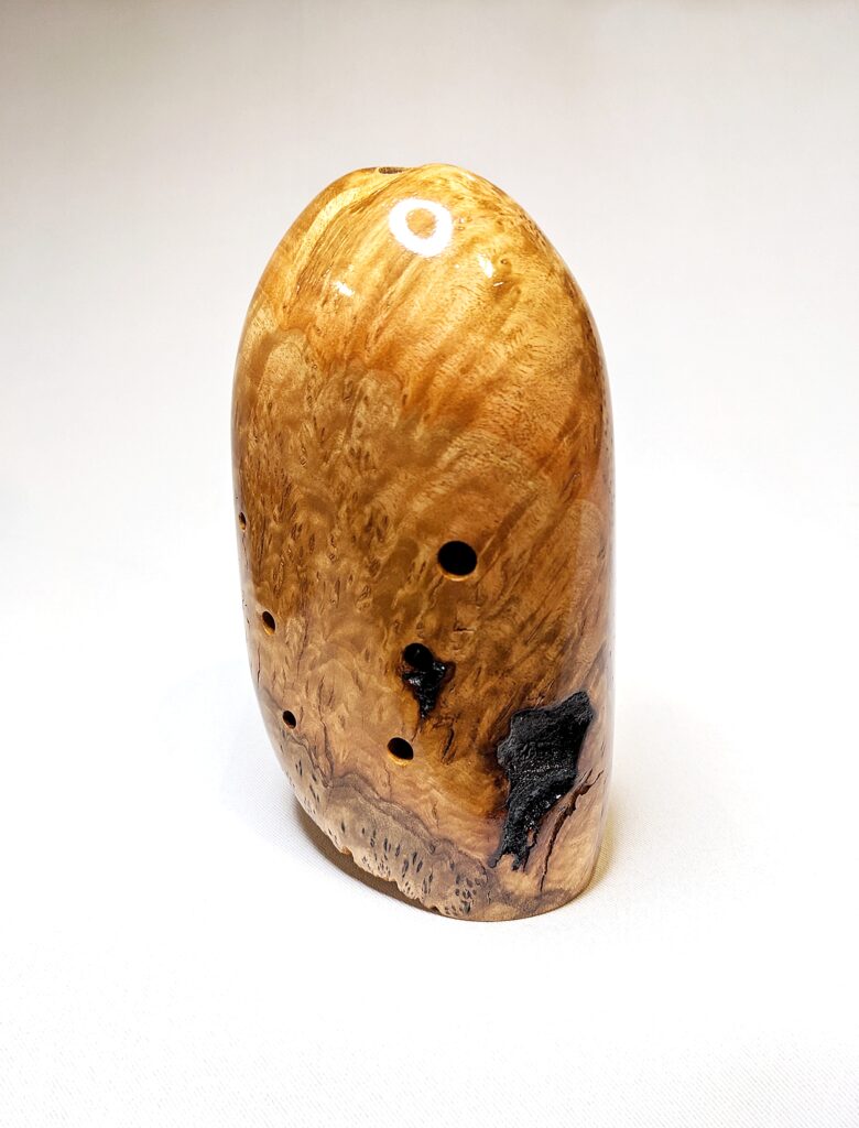 Wooden Bass Xun - Figured Live Edge Yellow Box Burl Side
