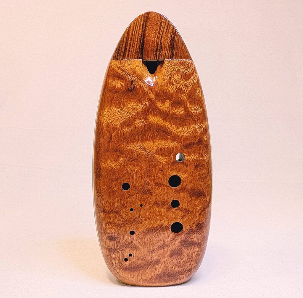 Tenor E4 Wooden Inline Ocarina - Rambutan, Wenge, Maple, Quilted Sapele, Redwood - Front
