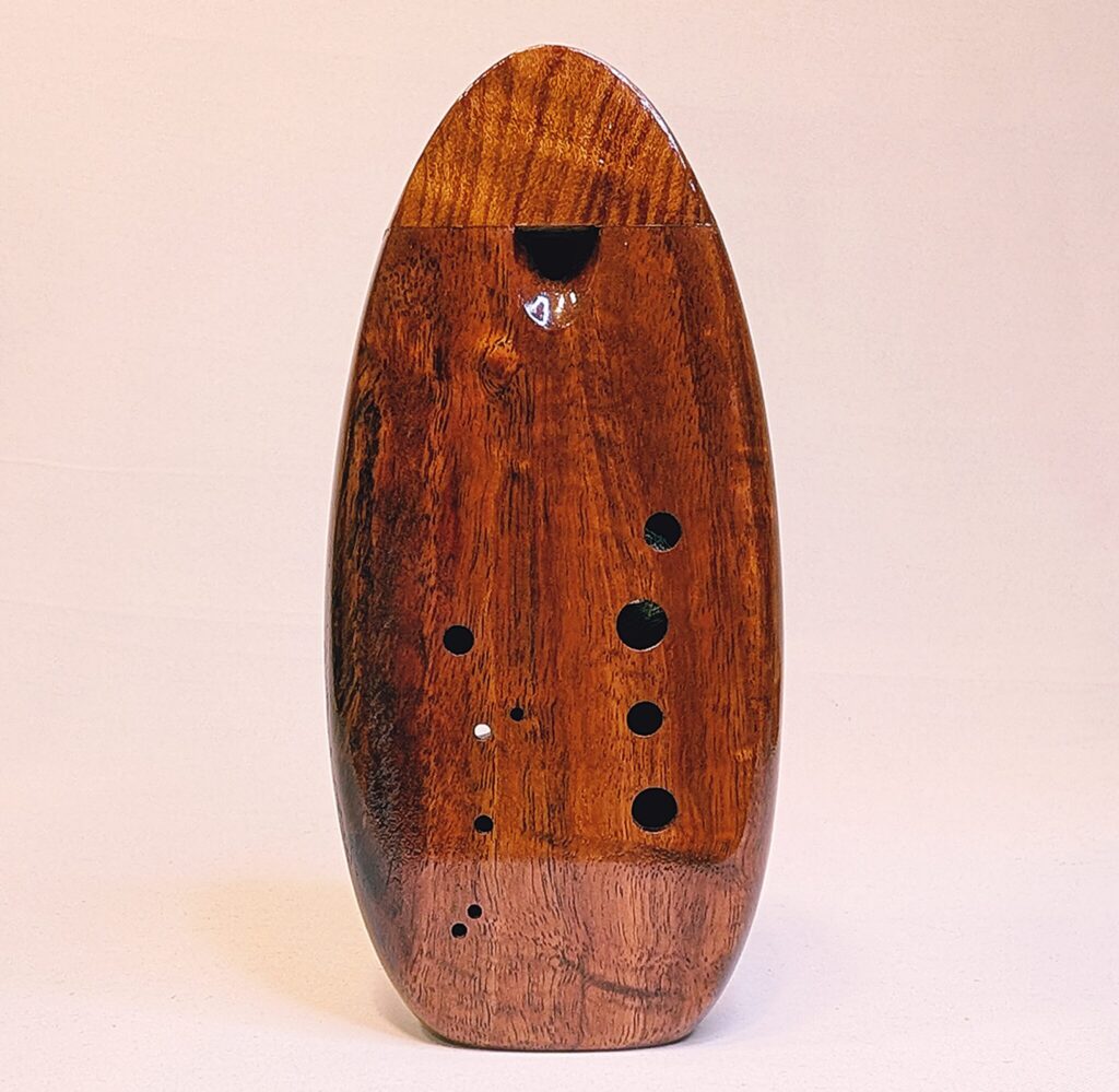 Tenor F4 Wooden Inline Ocarina - Koa, Walnut, Redwood - Front