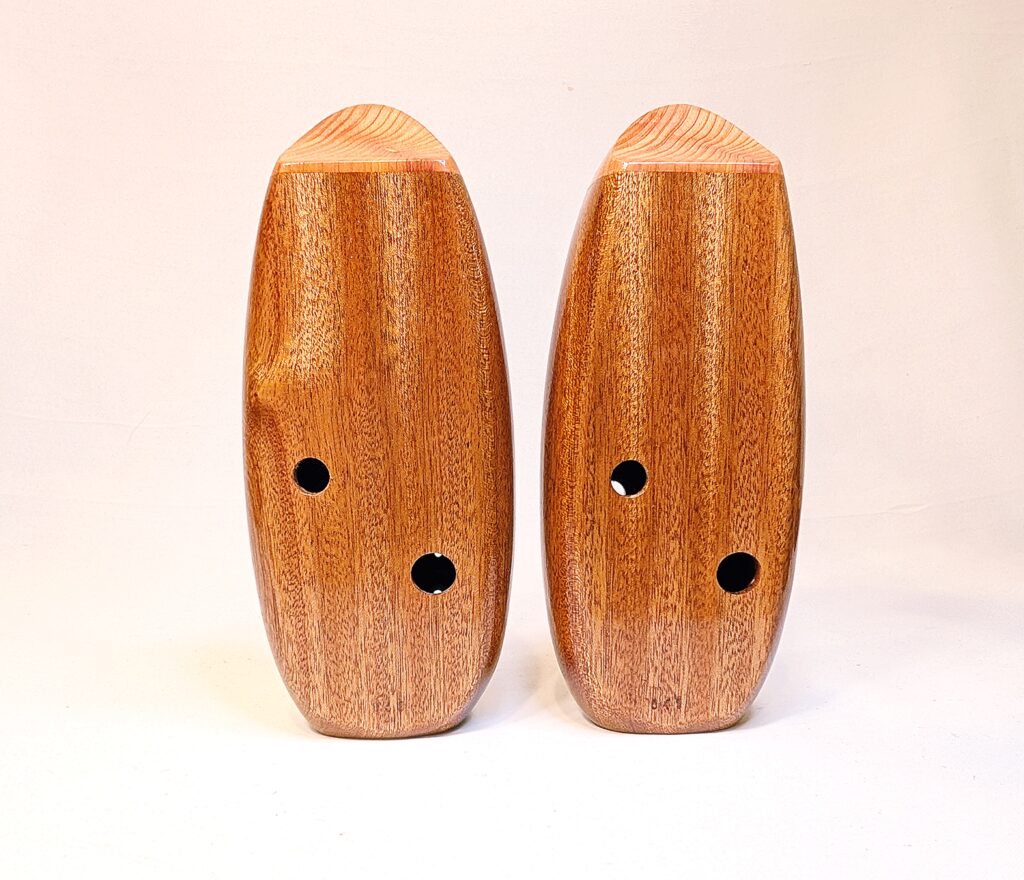 Tenor Eb4 Ocarina Set - Ribbon Stripe Sapele, Wenge, Aromatic Cedar - Back