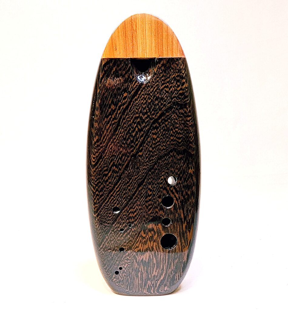 Tenor Eb4 Ocarina SN 041 - Ribbon Stripe Sapele, Wenge, Aromatic Cedar