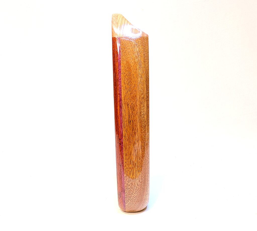 Bass C4 Ocarina - Ribbon Stripe Sapele, Purpleheart, Padauk, Aromatic Cedar - Side 3