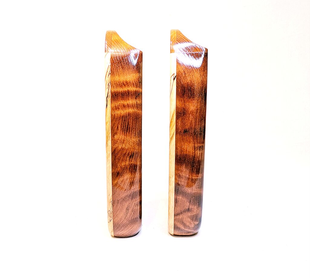 Custom Bass C4 Ocarina Set - Curly Old Growth Redwood, Spalted Ambrosia Maple - Side 2