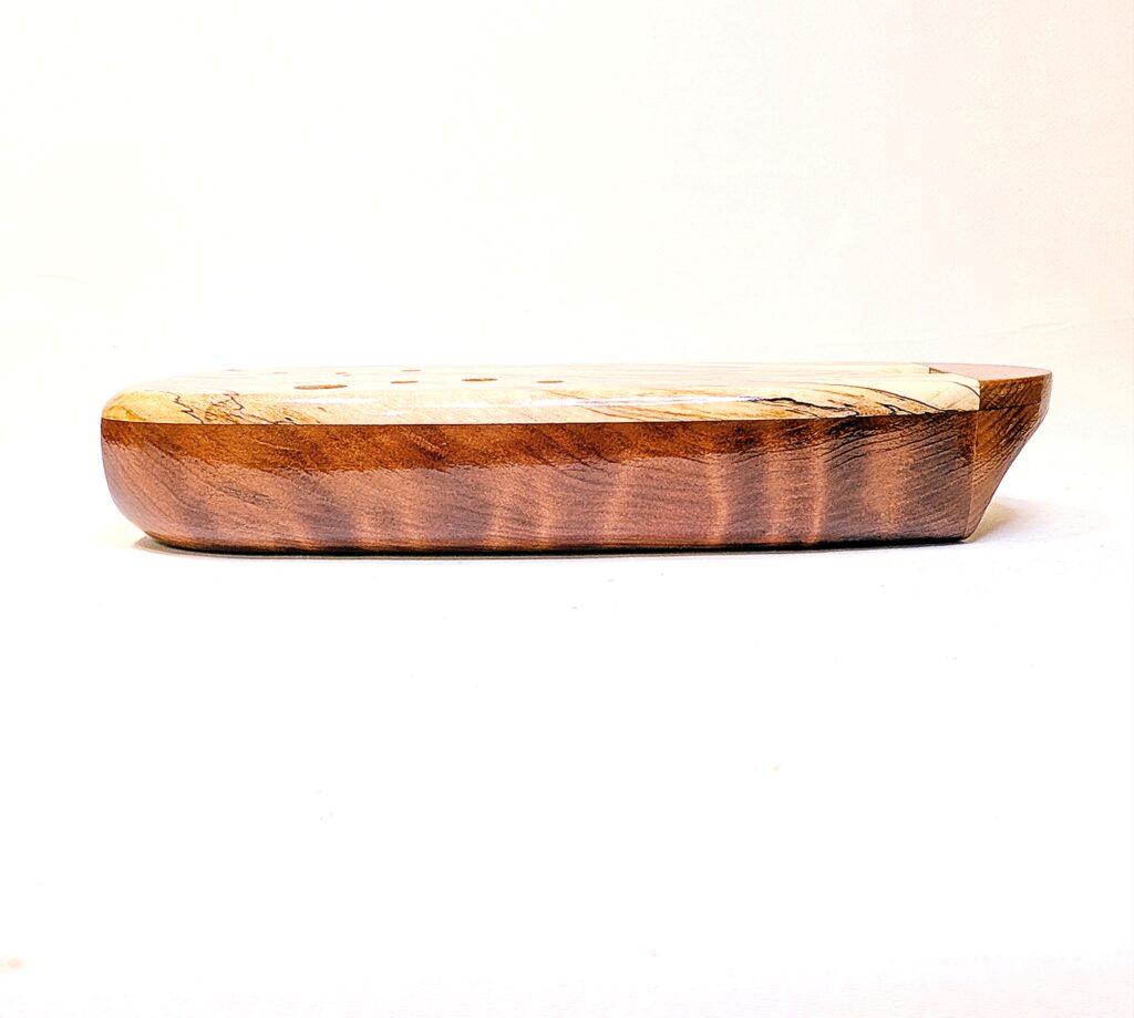 Custom Bass C4 Ocarina Set - Curly Old Growth Redwood, Spalted Ambrosia Maple - Side 6
