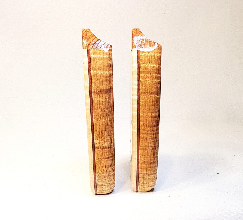 Custom Bass C4 Ocarina Set - Torrified Tiger Maple, Flame Maple, Curly Old Growth Redwood - Side 2