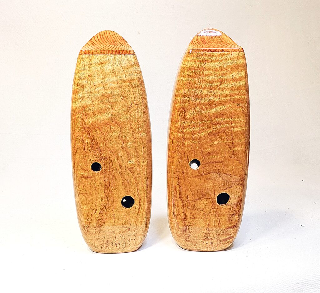 Custom Bass C4 Ocarina Set - Torrified Tiger Maple, Flame Maple, Curly Old Growth Redwood - Back