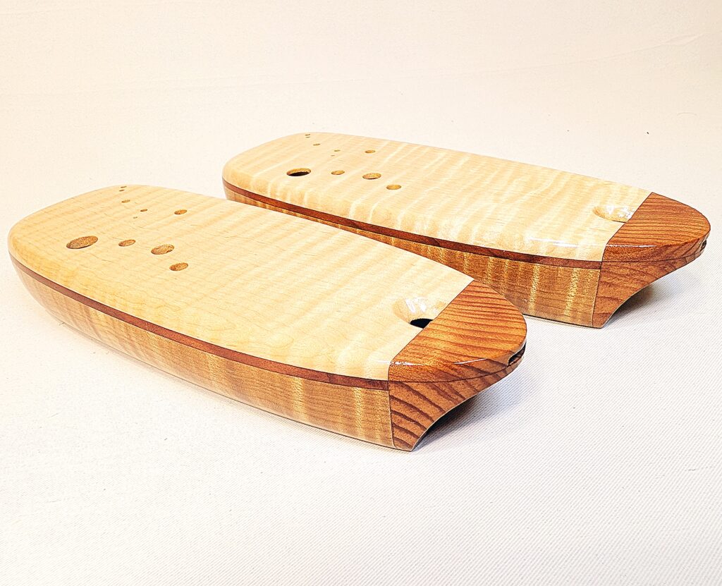 Custom Bass C4 Ocarina Set - Torrified Tiger Maple, Flame Maple, Curly Old Growth Redwood - Detail 4