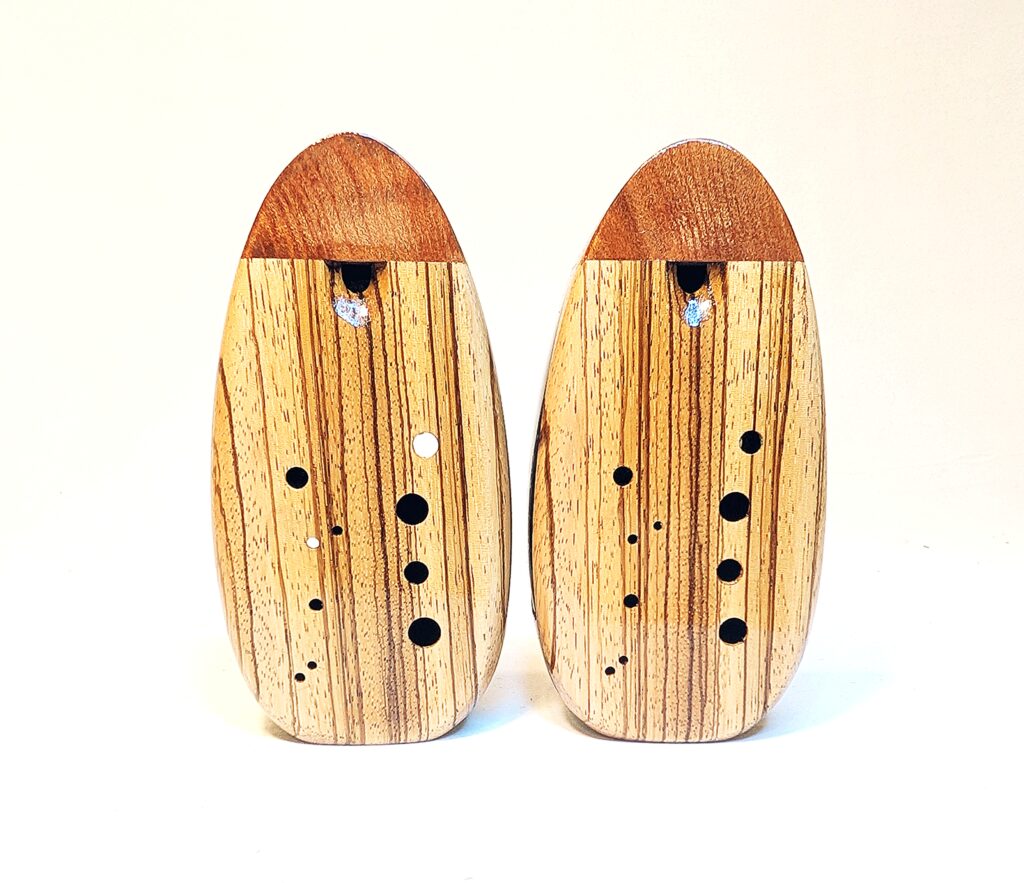 Custom Alto G4 Ocarina Set - African Blackwood, Zebrawood, Redwood - Front