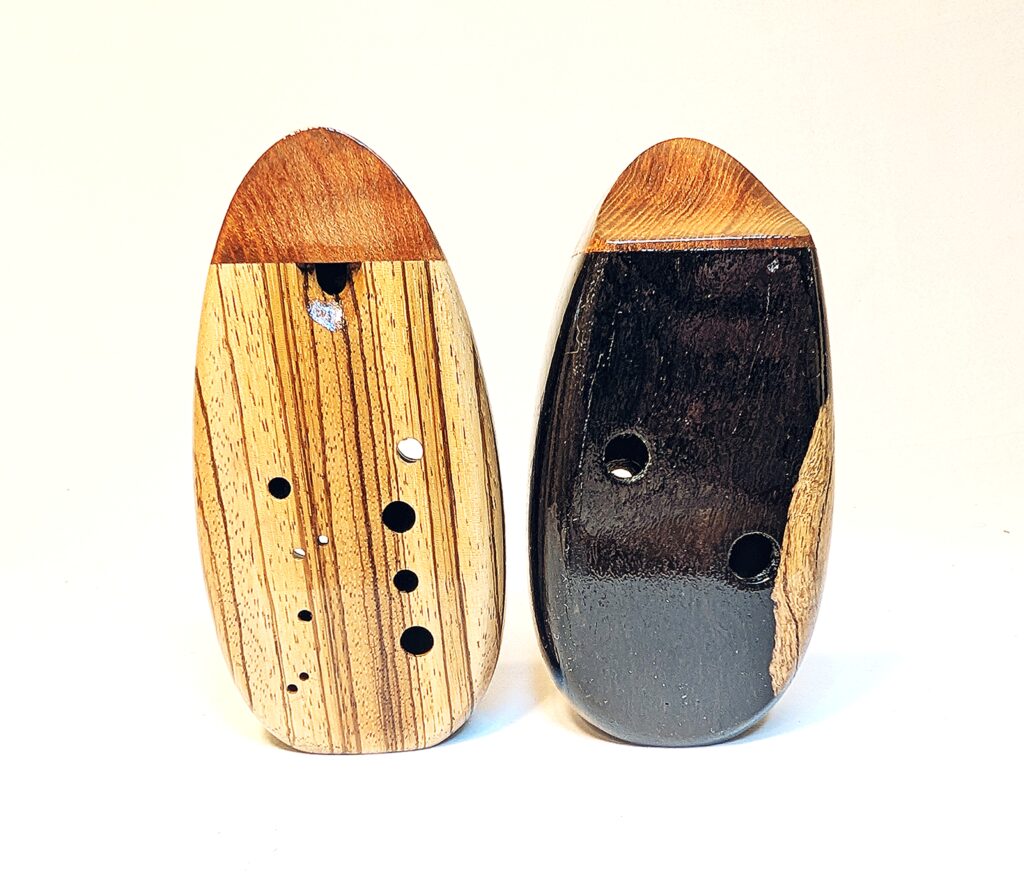 Custom Alto G4 Ocarina Set - African Blackwood, Zebrawood, Redwood - Front 2