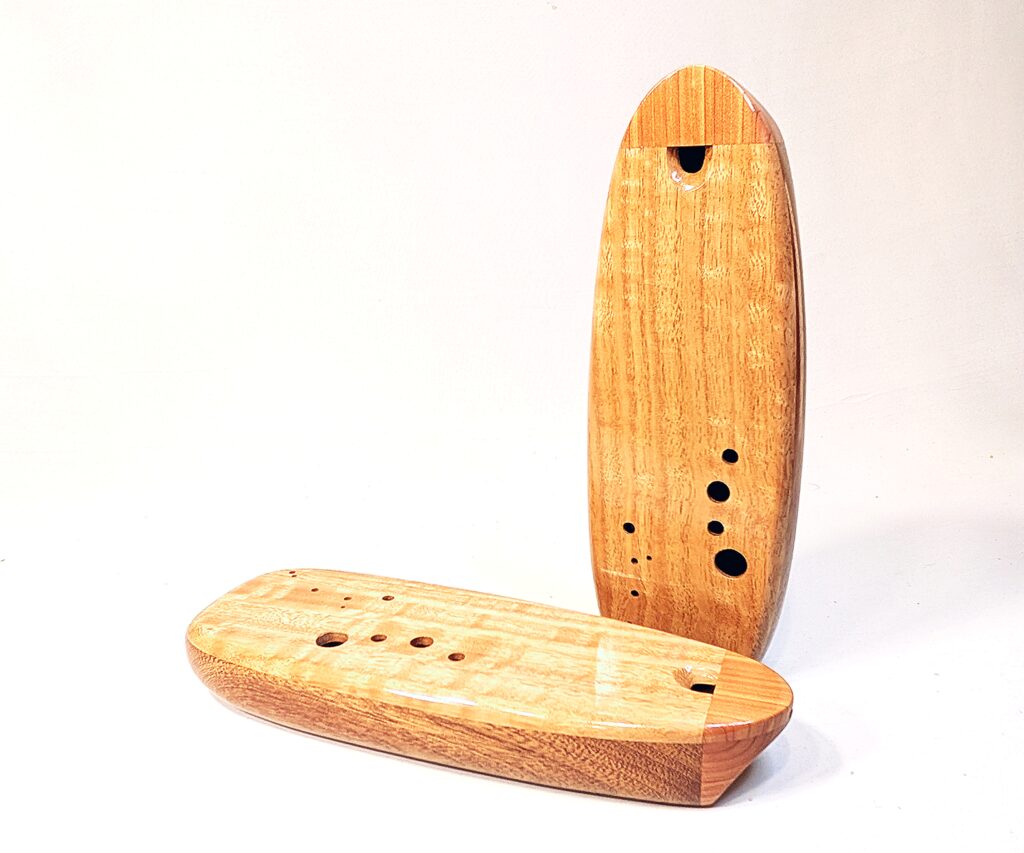 Bass B3 Ocarina Set - Ribbon Stripe Sapele, Curly Eucalyptus, Aromatic Cedar