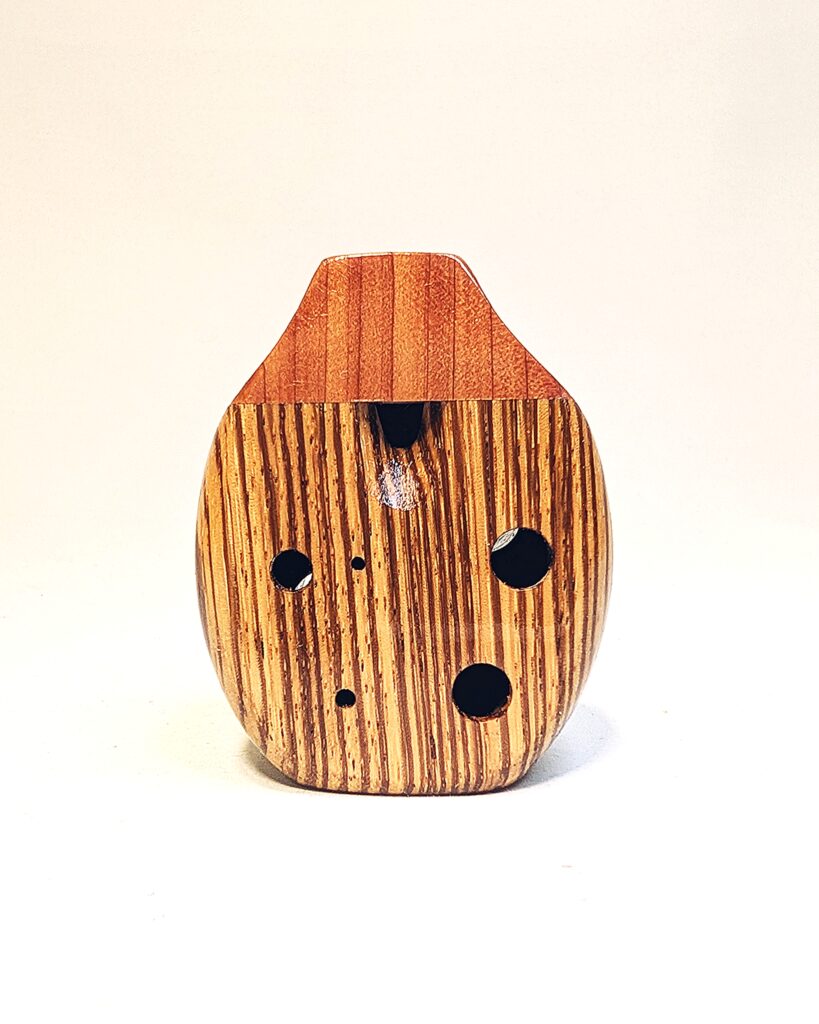 Soprano Eb5 Wooden Pendant Ocarina - Curly Claro Walnut, Zebrawood, Aromatic Cedar