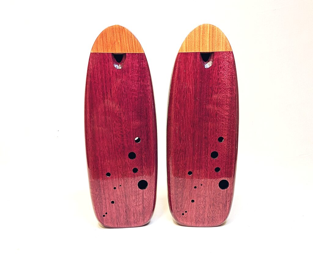 Bass C4 Wooden Inline Ocarina Set - Purpleheart, Wenge, Aromatic Cedar - Side 2