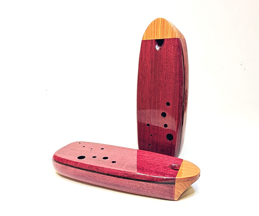 Bass C4 Wooden Inline Ocarina Set - Purpleheart, Wenge, Aromatic Cedar - Side 1