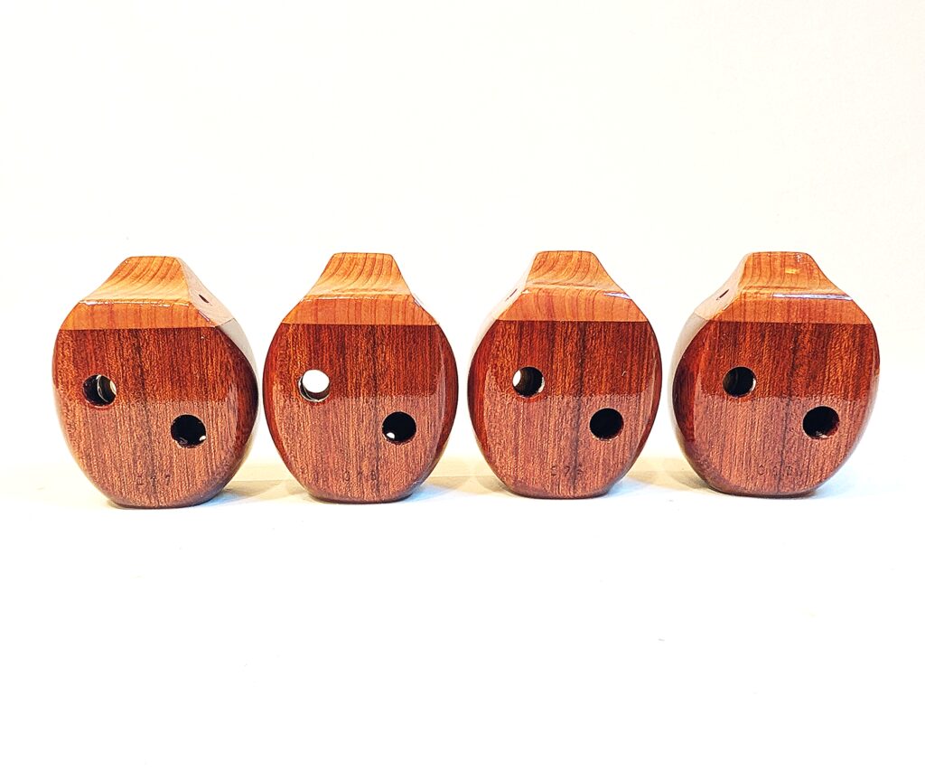 Custom Soprano E5 Pendant Ocarina Set - Bloodwood, Yellowheart, Cedar - Side 4