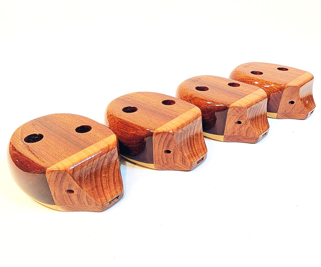 Custom Soprano E5 Pendant Ocarina Set - Bloodwood, Yellowheart, Cedar - Side 7