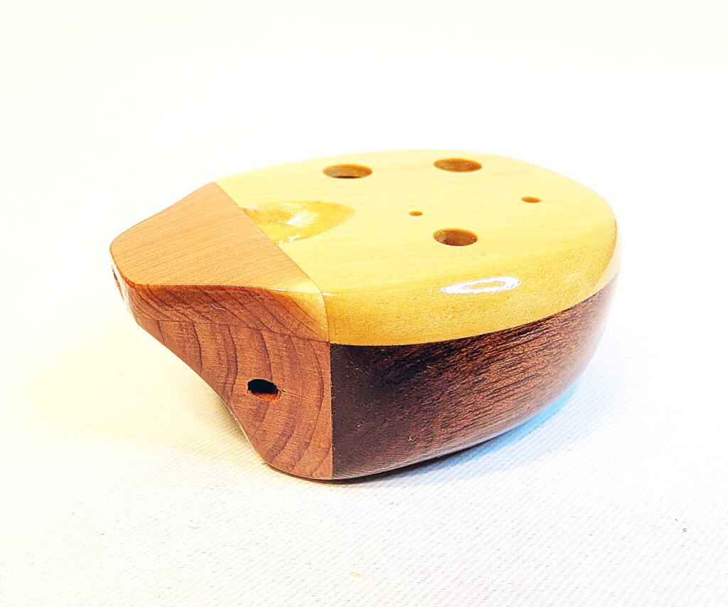 Custom Soprano E5 Pendant Ocarina Set - Bloodwood, Yellowheart, Cedar - Side 8