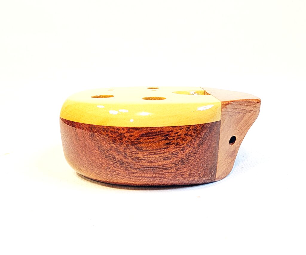 Custom Soprano E5 Pendant Ocarina Set - Bloodwood, Yellowheart, Cedar - Side 10