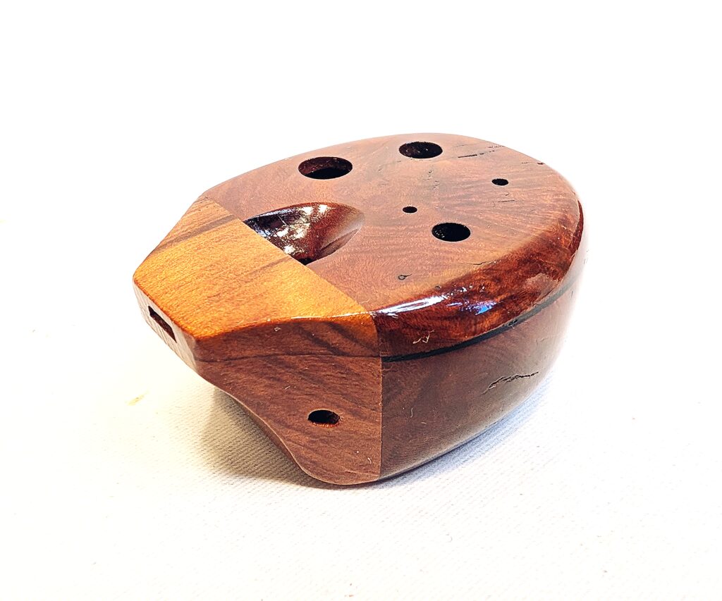 Custom Soprano Eb5 Pendant Ocarina Set - Manzanita Burl, Wenge, Spalted Curly Old Growth Redwood - Side 8