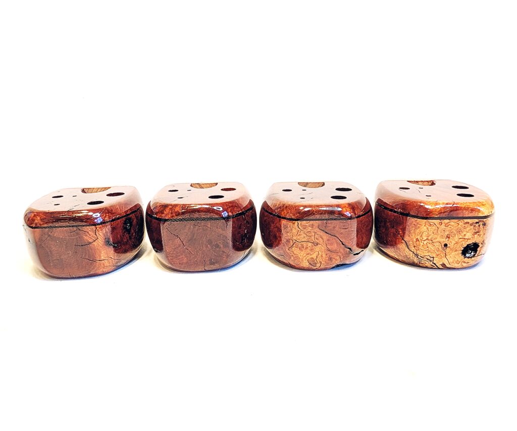 Custom Soprano Eb5 Pendant Ocarina Set - Manzanita Burl, Wenge, Spalted Curly Old Growth Redwood - Side 7
