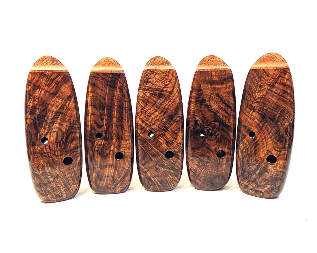 Custom Bass C4 Wooden Inline Ocarina Set - Claro Walnut, Flame Birch, Redwood - 4